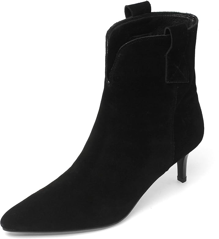 Dance&Style Women's 2.36 Inches Kitten Heels Shoes Leather Suede Ankle Boots Retro Winter Boots | Amazon (US)
