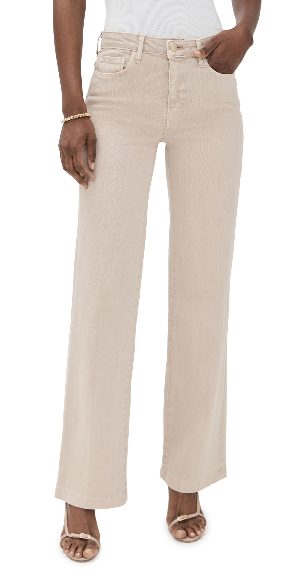 L'AGENCE Scottie High Rise Wide Leg Jeans Biscuit 28 | Shopbop