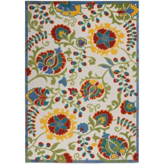 Aloha Ivory/Multicolor 6 ft. x 9 ft. Floral Contemporary Area Rug | The Home Depot