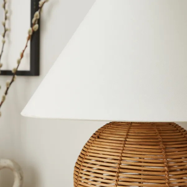 Churchgate Round Rattan Table Lamp | Dunelm