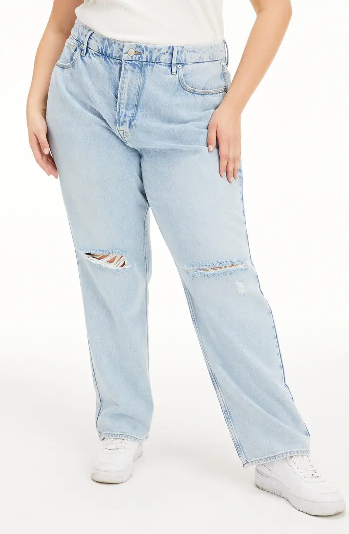 Good American Good '90s Ripped Straight Leg Jeans | Nordstrom | Nordstrom