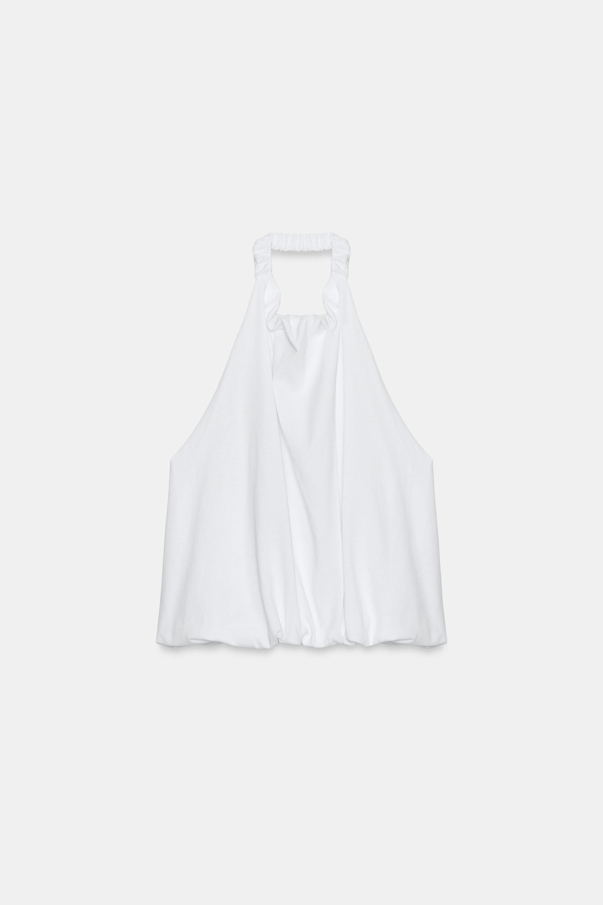 HEAVY COTTON BALLOON HALTER TOP | Zara US