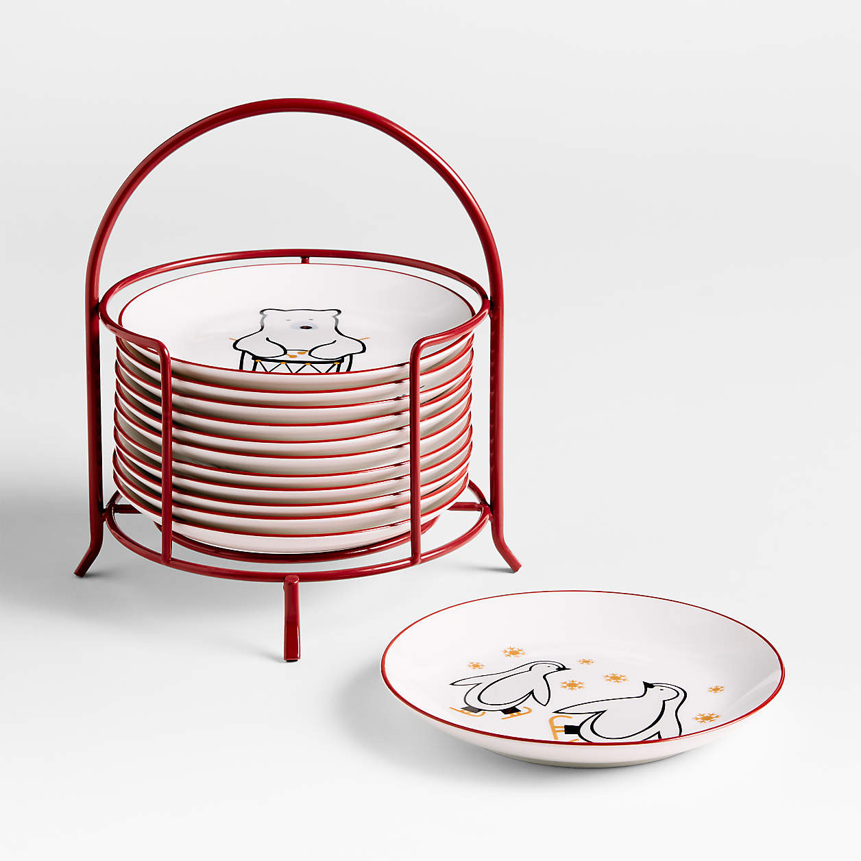 Joan Anderson 12 Days of Christmas Appetizer Plates with Stand, Set of 12 + Reviews | Crate & Bar... | Crate & Barrel