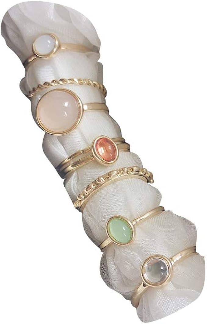 7-19pcs Silver Star Moon Knuckle Ring Set for Women Girls Vintage Stackable Midi Finger Rings Set | Amazon (US)