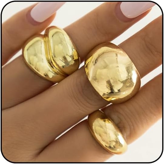 Sora Tuki Chunky Gold Rings for Women Adjustable Dainty Silver Rings for Women Gold Stackable Thi... | Amazon (US)