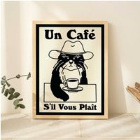 French Cafe Cat Print, Retro Drink Poster, Cowboy Coffee Posters, Un Sil Vous Plait, Kitchen Decor, Lover Unframed | Etsy (UK)