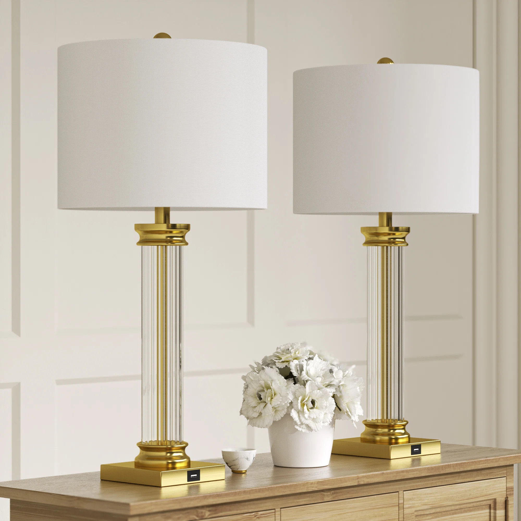 Rosdorf Park 28'' Metal Glass Table Lamp Set For Living Room/Bedroom | Wayfair | Wayfair North America