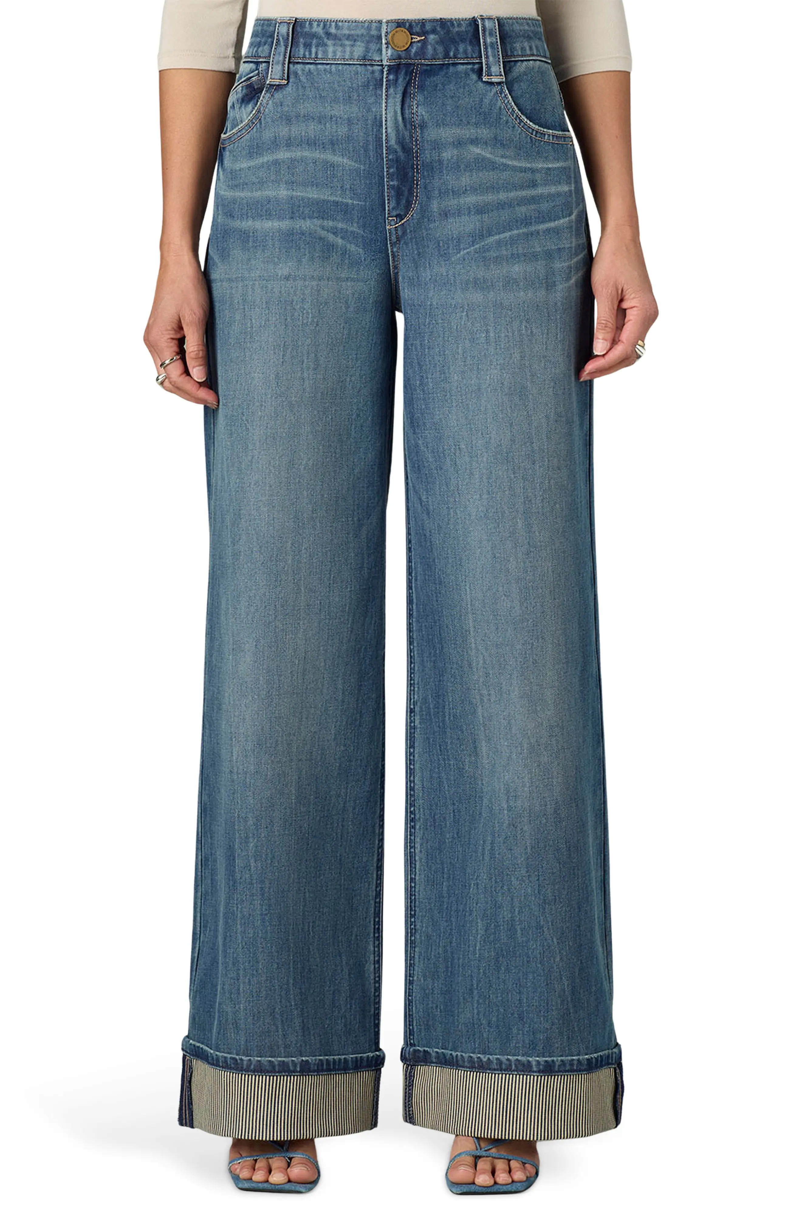 Skyrise Cuffed Wide Leg Jeans (Women) | Nordstrom | Nordstrom