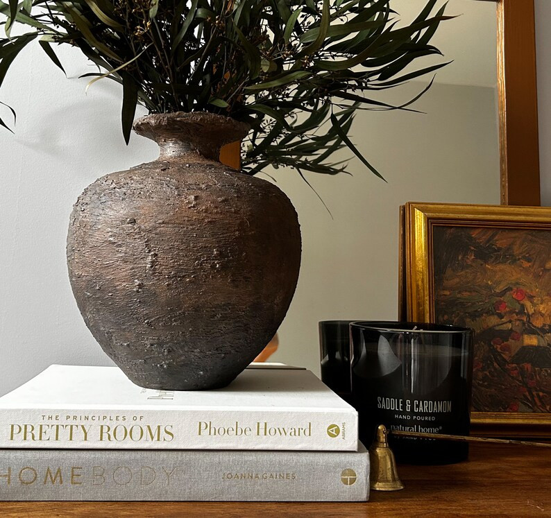 Matte Brown Vase Aged Vessel Hand Painted Artisanal Vase - Etsy Canada | Etsy (CAD)