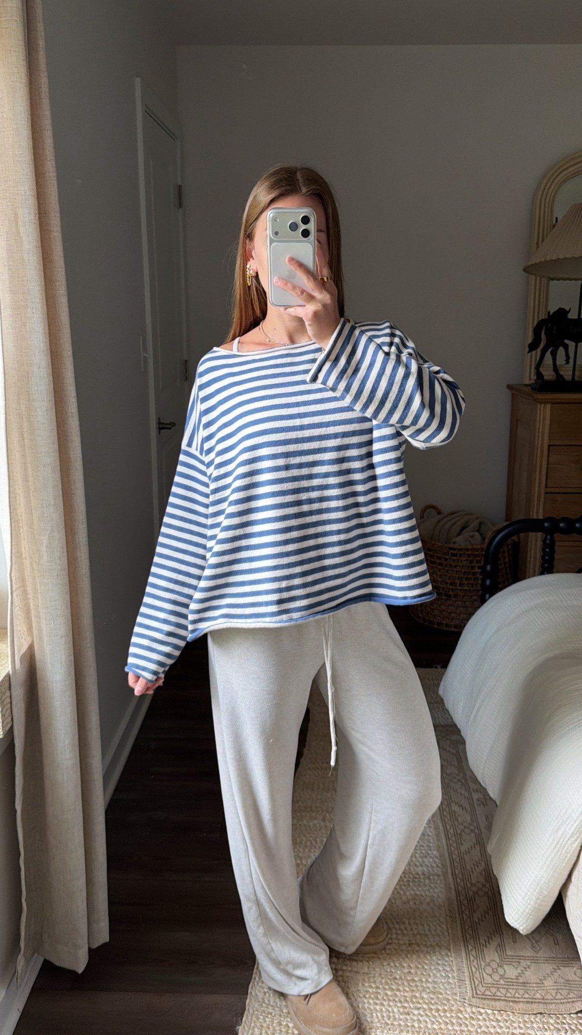 6/11/26 Morning Lounge Details

A few cozy morning favorites 🤍 wearing my striped Aerie sweatshirt with my favorite Aritzia lounge pants for an easy, comfortable start to the day. The kind of outfit I find myself reaching for again and again on slow mornings. Everything is linked here ✨

#LTKootd #LTKmorningroutine