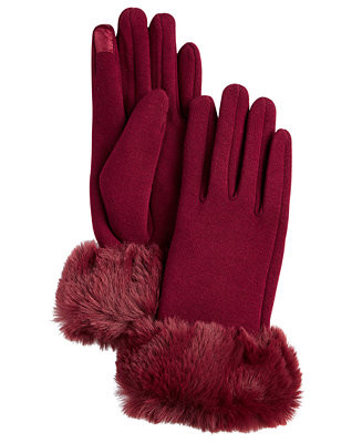Marcus Adler Women's Faux Fur Cuff Jersey Touchscreen Glove - Macy's | Macy's