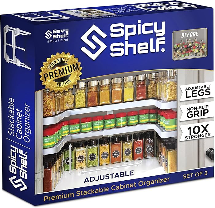 Spicy Shelf 3.0 - Expandable 2 Tiered Spice Rack Organizer for Cabinet & Pantry - Kitchen Seasoni... | Amazon (US)
