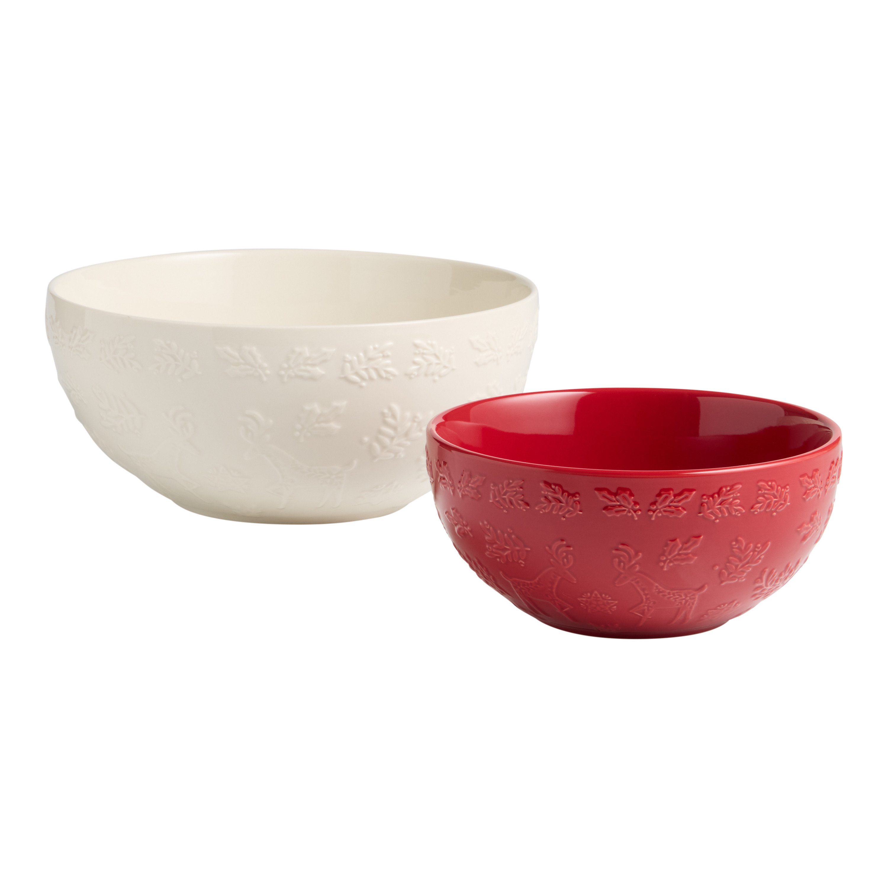 Ceramic Embossed Woodland Cottage Mixing Bowl | World Market