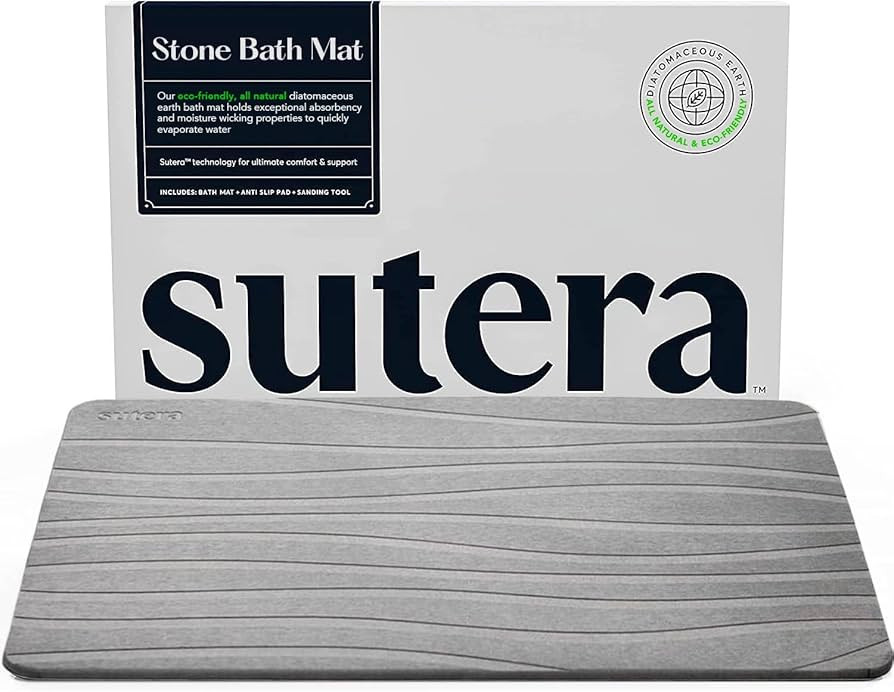 SUTERA - Stone Bath Mat, Diatomaceous Earth Shower Mat, Non-Slip Super Absorbent Quick Drying Bat... | Amazon (US)