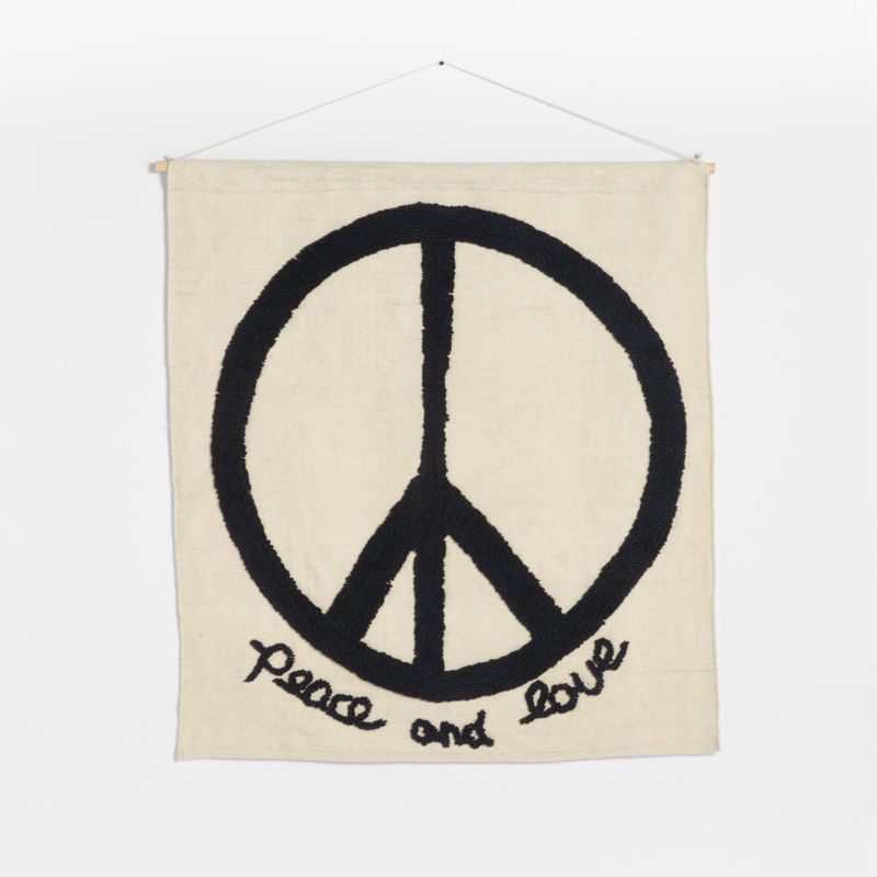 Shaanti Peace Sign Cotton and Wool Handwoven Kids Tapestry + Reviews | Crate & Kids | Crate & Barrel