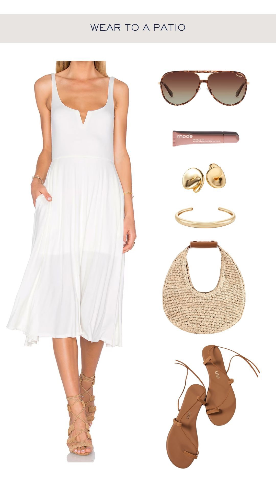 Easy versatile summer dress. Can be dressed up or down. Wear to a patio or date night. 

___

#summeroutfitinspo #whitedress #springdress #summerdress #dresswithpockets #summer2025 #spring2025 #styledoutfit #styleddress #vacationdress #daydress #comfortabledress  

 #LTKspring #LTKsummer #LTKstyletip