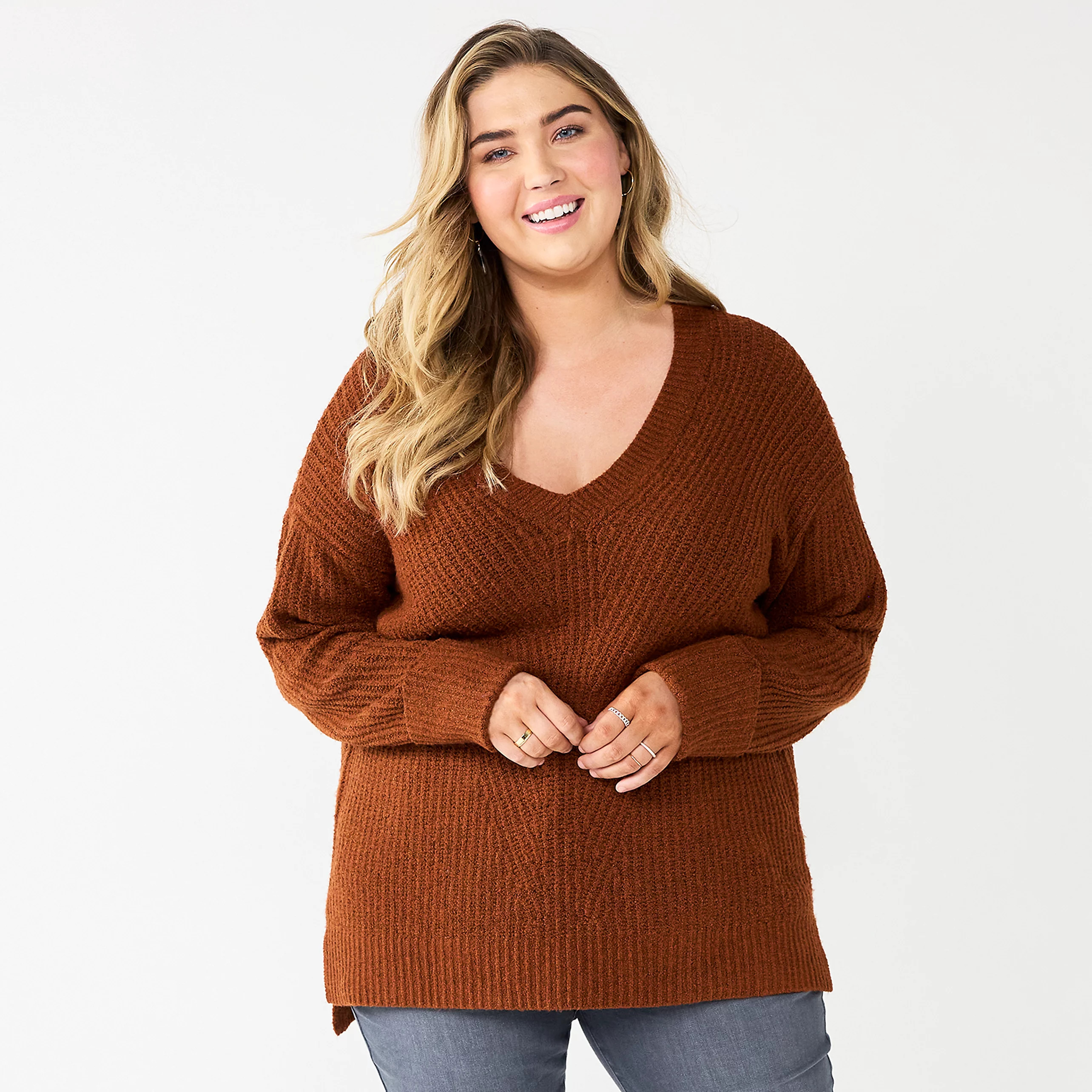Plus Size Nine West V-Neck Stitch Front Tunic | Kohls | Kohl's