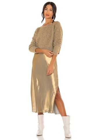 ALLSAINTS Rosetta Tinsel Dress in Gold & Khaki Gold from Revolve.com | Revolve Clothing (Global)