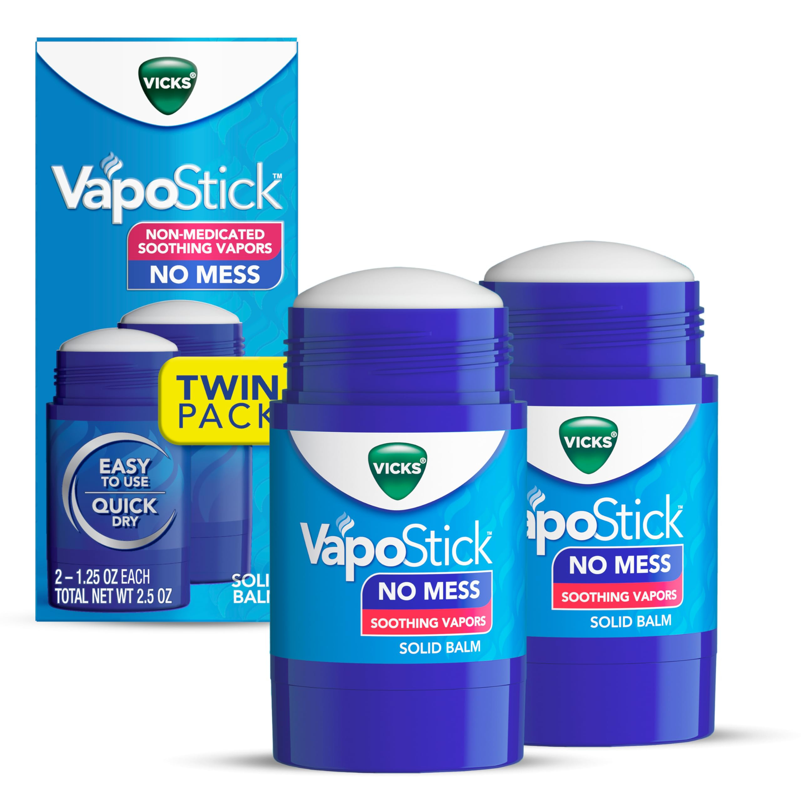 Vicks VapoStick, Solid Balm, No Mess, Soothing Non-Medicated Vicks Vapors, Easy-To-Use No-Touch A... | Amazon (US)