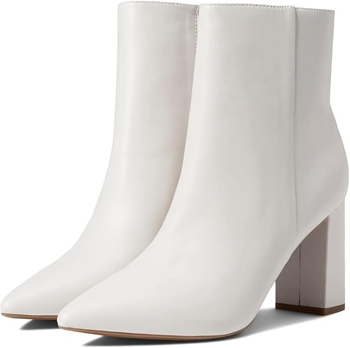 Coutgo Women's Chunky Heel Ankle Boots Pointed Toe Slip-On Mid Block Heels Side Zipper Ankle Boot... | Amazon (US)