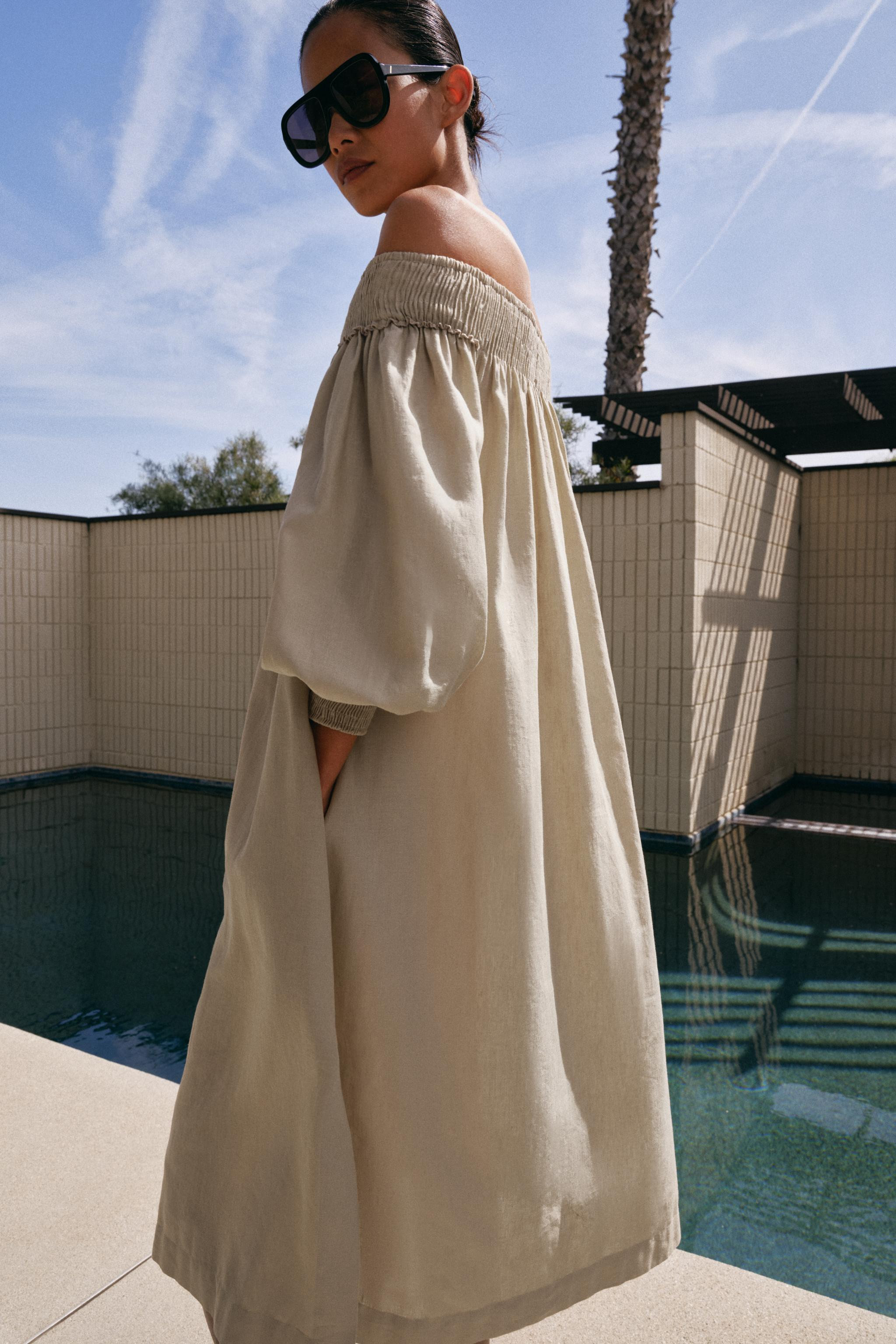 ZW COLLECTION LINEN BLEND MIDI DRESS | Zara US