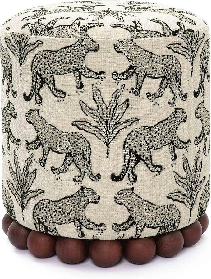 Tov Furniture Dex Taupe Leopard Jacquard Ottoman | Amazon (US)