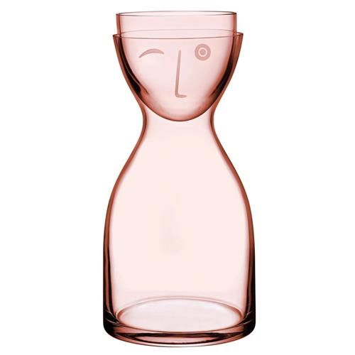 Nude Glass Mr & Mrs Modern Classic Pink Crystal Night Water Carafe Set - Small | Kathy Kuo Home