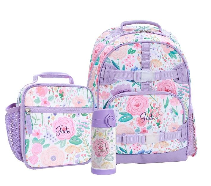 Mackenzie Lavender Floral Blooms Backpack & Lunch Bundle, Set of 3 | Pottery Barn Kids