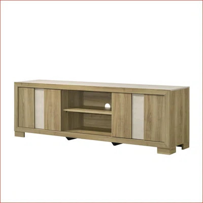 Entertainment Console, 72” Driftwood Finish with Open Shelves & Sliding Doors | Contemporary Style | TV Size Ranges 60-69 inches | Wayfair North America