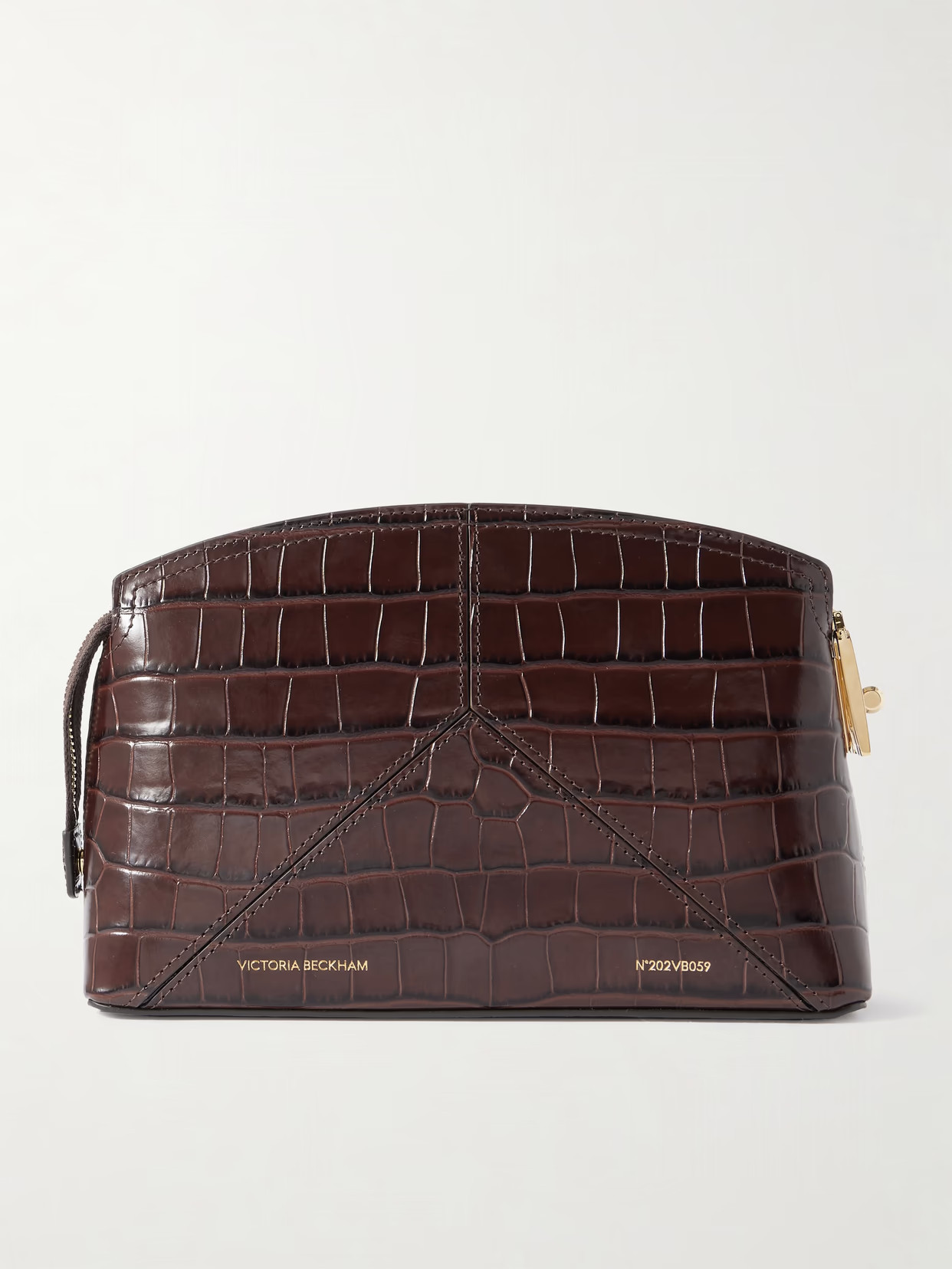 Victoria Beckham - The Victoria Paneled Croc-effect Leather Cross-body Bag - Dark brown | NET-A-PORTER (UK & EU)