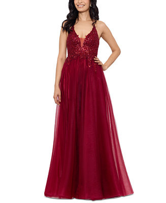 Blondie Nite Juniors' Sequined Halter Ball Gown | Macys (US)