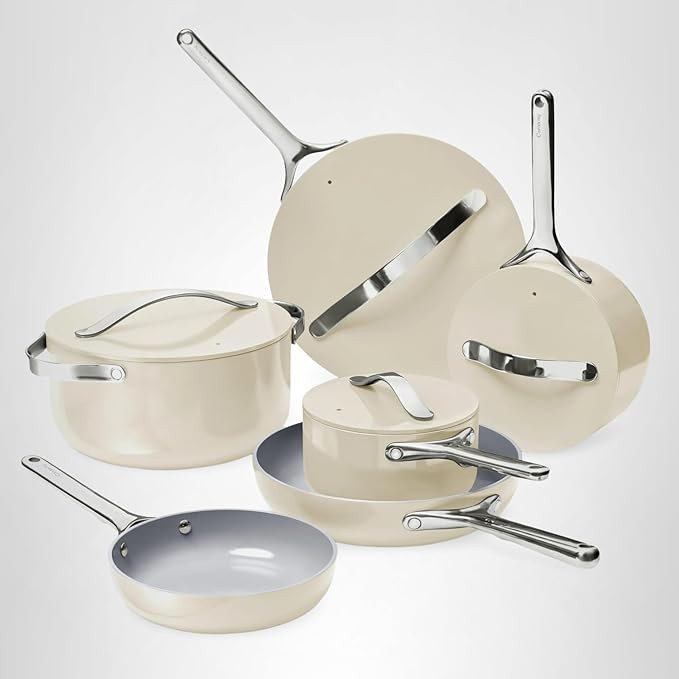 Caraway Deluxe Non-stick Ceramic Cookware Set (16 Piece) Pots, Frying Pans, Lids and Kitchen Stor... | Amazon (US)