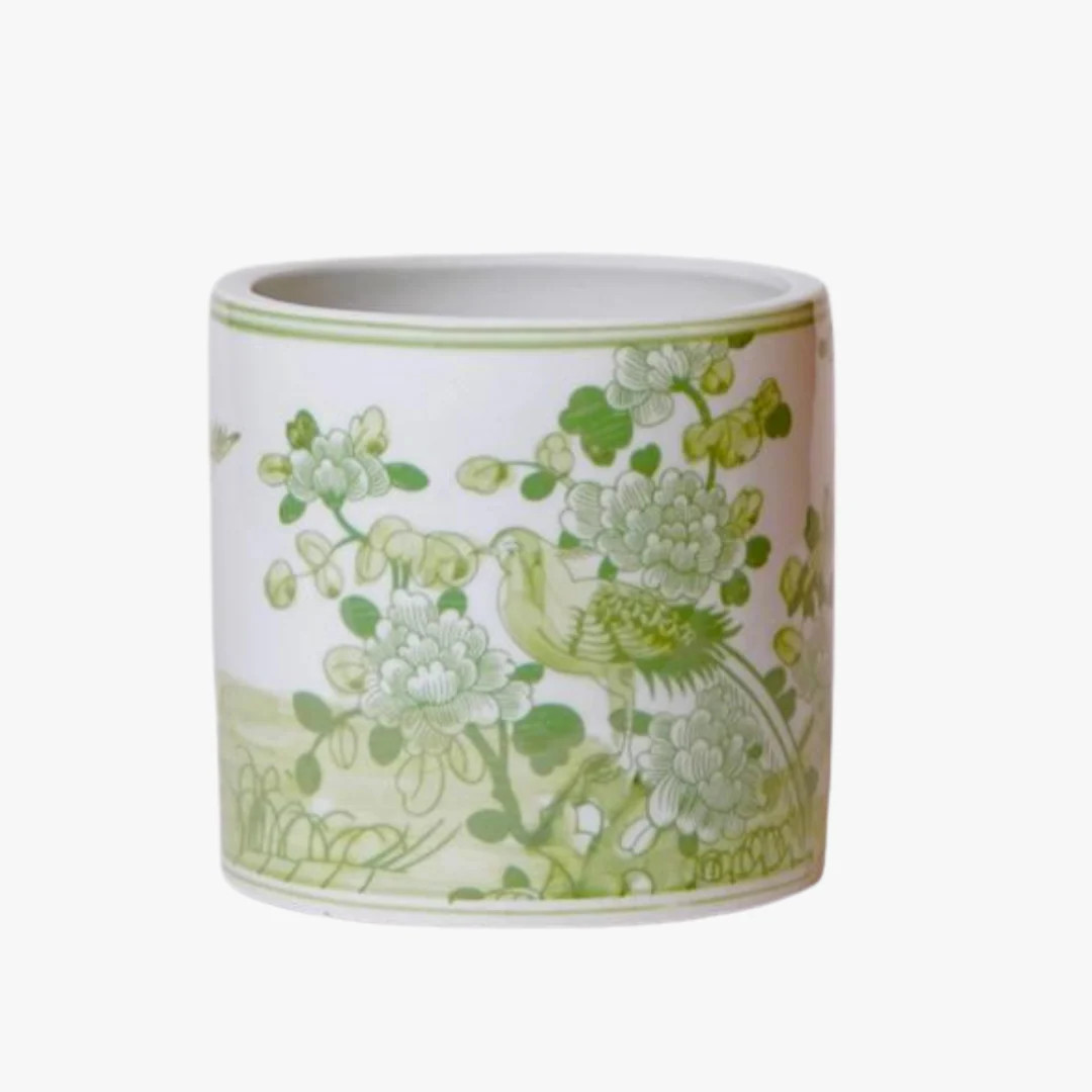 Green Bird and Flower Cachepot | Dear Keaton