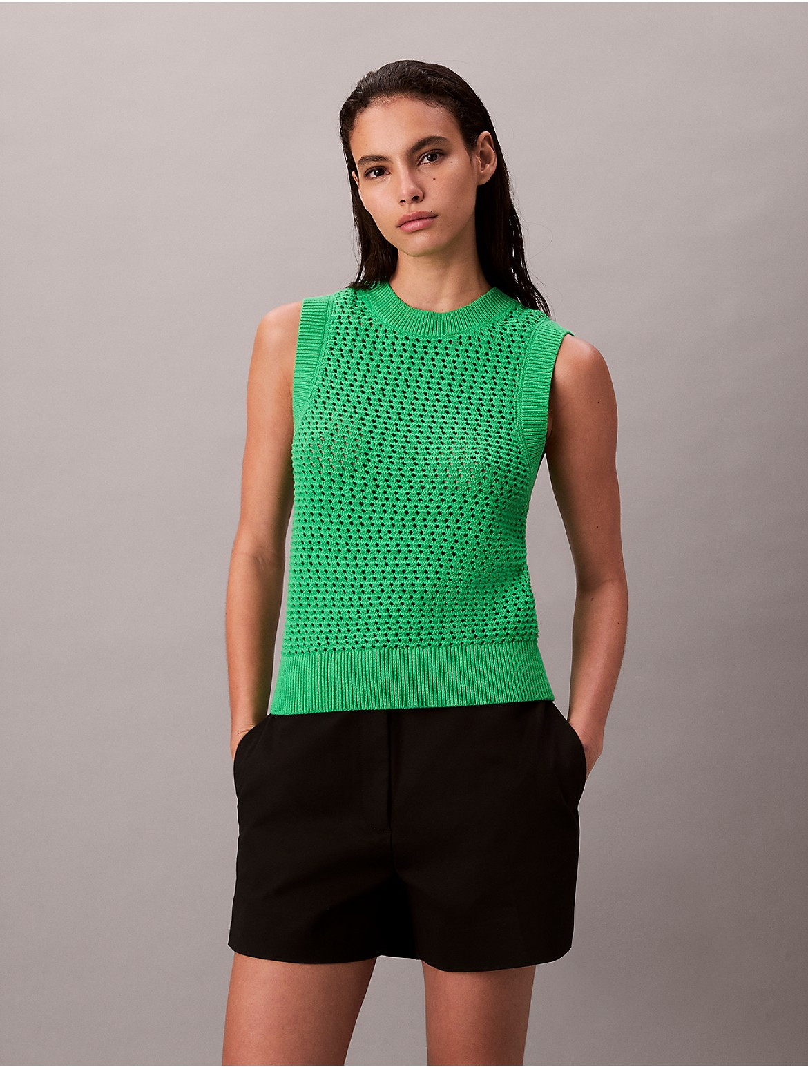 Calvin Klein Women's Open Stitch Tank Top - Green - XL | Calvin Klein (US)