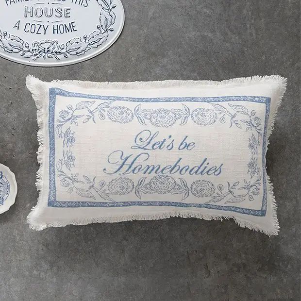 Embroidered Lumbar Pillow With Saying | Antique Farm House
