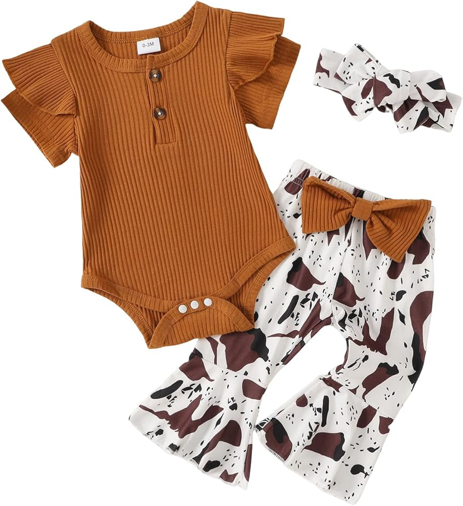 Yvowming Newborn Baby Girl Clothes Infant Ruffle Romper Pants Set Summer Outfits Cute Baby Clothe... | Amazon (US)