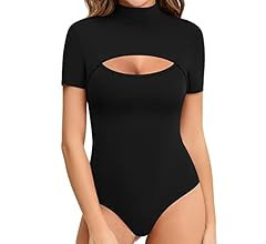 MANGOPOP Mock Neck Cutout Front Bodysuit Long Sleeve Short Sleeve Sleeveless Body suit for Women ... | Amazon (US)