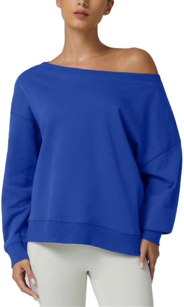 QINSEN Womens Oversized Sweatshirt Long Sleeve Off The Shoulder Pullover Casual Comfy Fall Outfit... | Amazon (US)