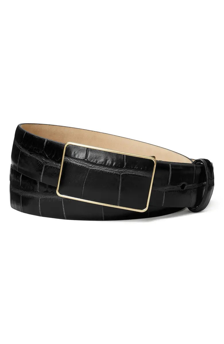 Croc Embossed Leather Plate Belt | Nordstrom