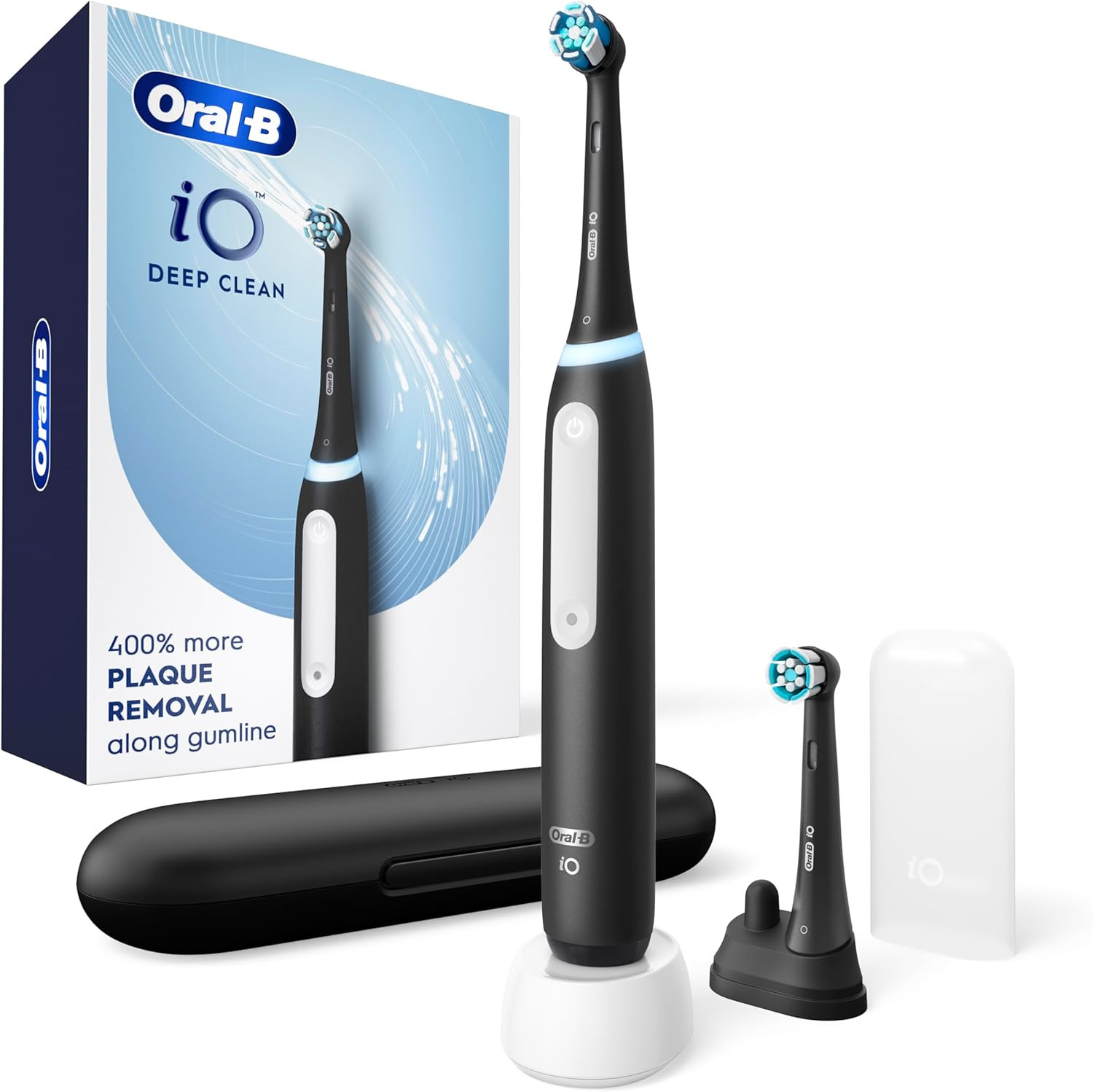 Oral-B iO Deep Clean Rechargeable Electric Powered Toothbrush, Black with iO Series 3 Limited, 2 ... | Amazon (US)
