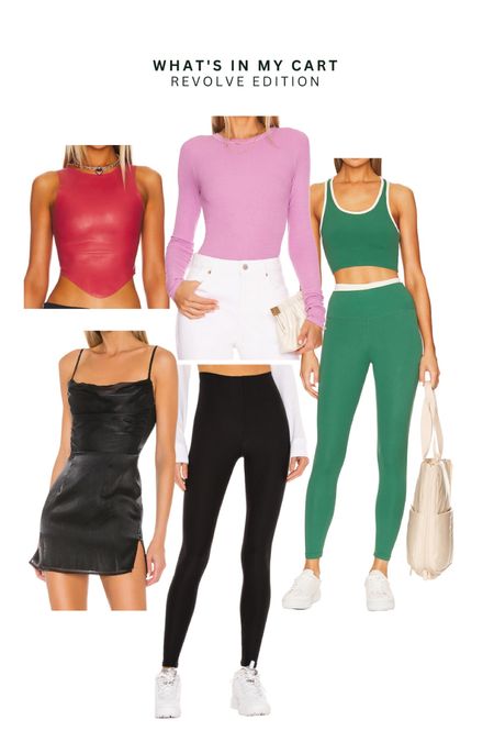 What’s in my cart - Revolve edition. I’m prepping for summer while still adding transition pieces and basics.

basics l spring outfit l what’s in my cart l black dress l workout set l green set l leather shirt l dinner shirt 