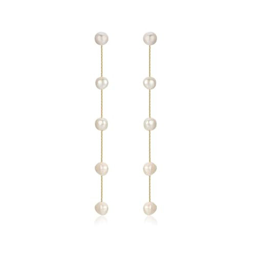 Ettika Gold Earrings For Women. Pearl Earrings, Dripping with White Pearls Delicate Drop Earrings. Jewelry, 18k Gold Plated | Amazon (US)