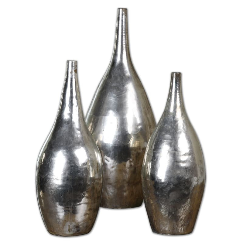 Uttermost 19826 Rajata Silver Vases Set of Three Vintage Silver Home Decor Containers Vases | Build.com, Inc.