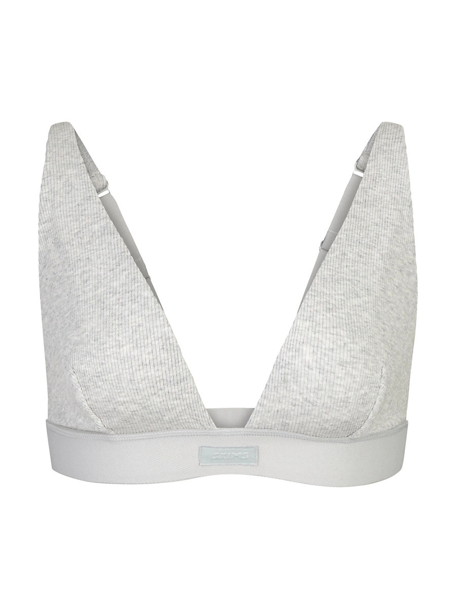 Women's Cotton Rib Plunge Bralette - Light Heather Grey - Size XXXL | Saks Fifth Avenue
