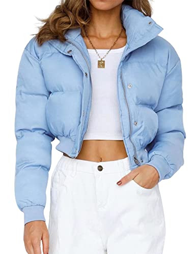 Gihuo Women' s Cropped Puffer Jacket Padded Long Sleeve Bubble Coats Winter Warm Puffy Outerwear | Amazon (US)