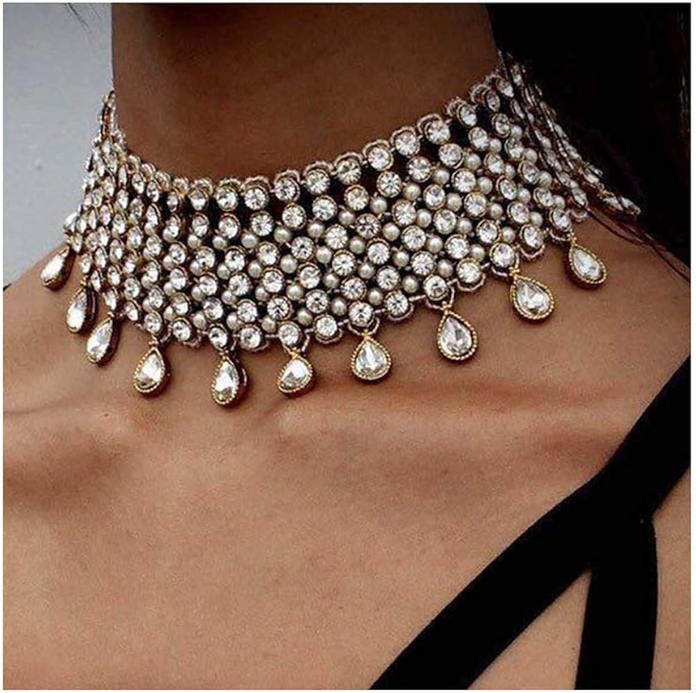 Victray Crystal Necklace Tassel Choker Neck Chain Rhinestone Necklaces Fashion Jewelry Accessory ... | Amazon (US)