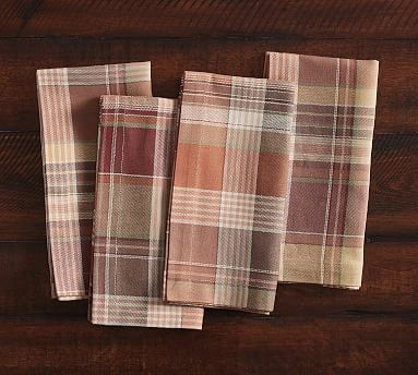 Newton Plaid Cotton/Linen Napkins - Set of 4 | Pottery Barn (US)