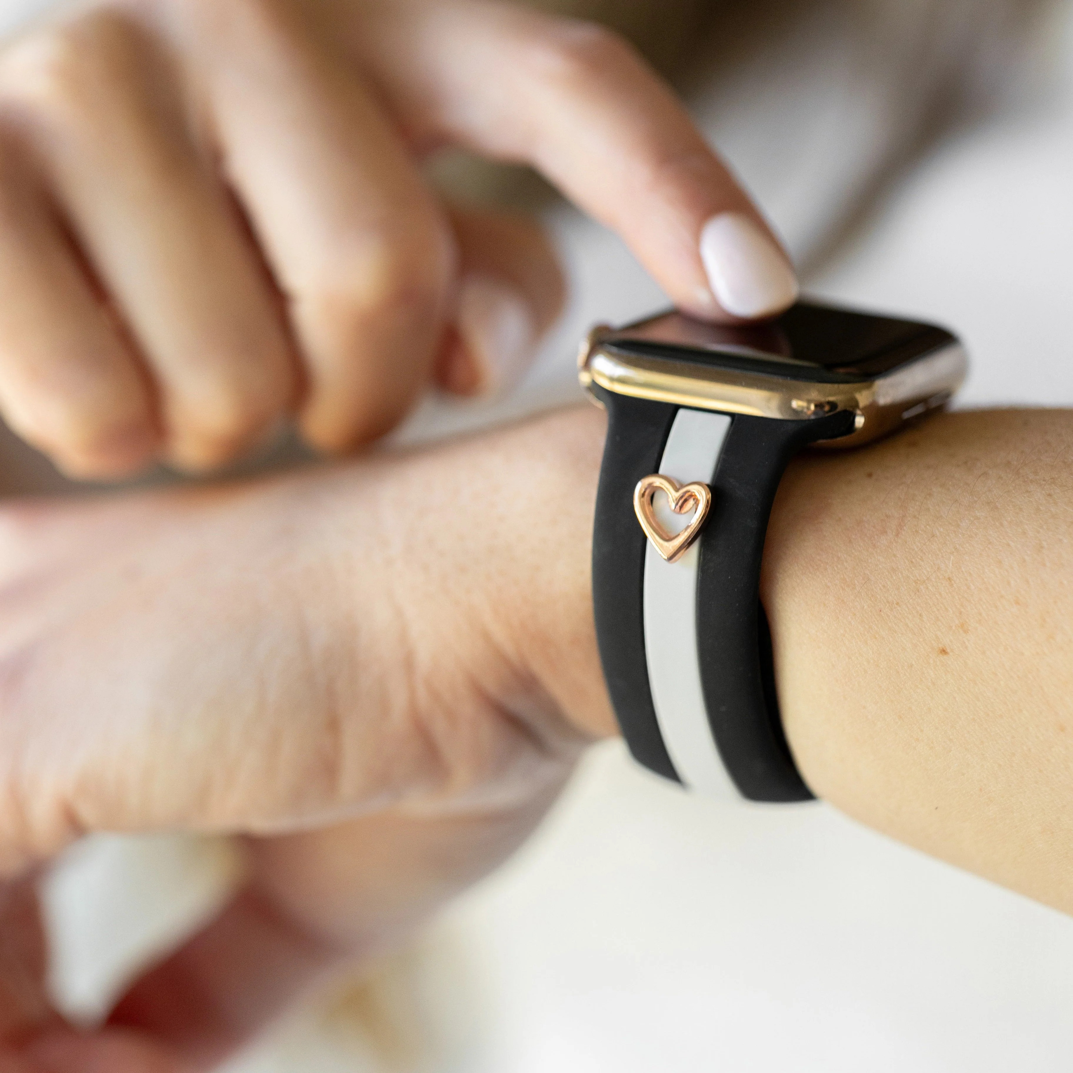 Heart to Love ♡ Midnight Black & White Smart Watch Band | StrawberryAvocados