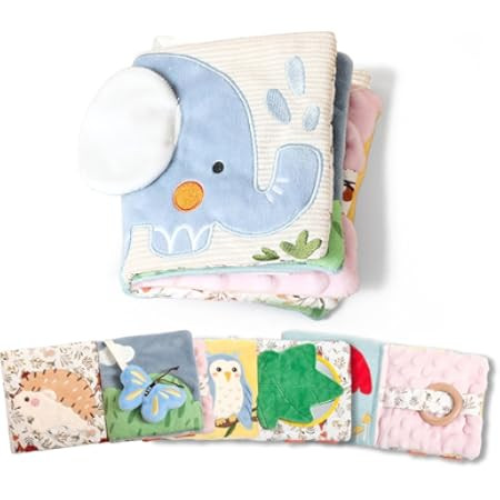 Cute Soft Baby Book with Mirror, Activities, Touch and Feel & Crinkle Pages - Interactive Sensory... | Amazon (US)