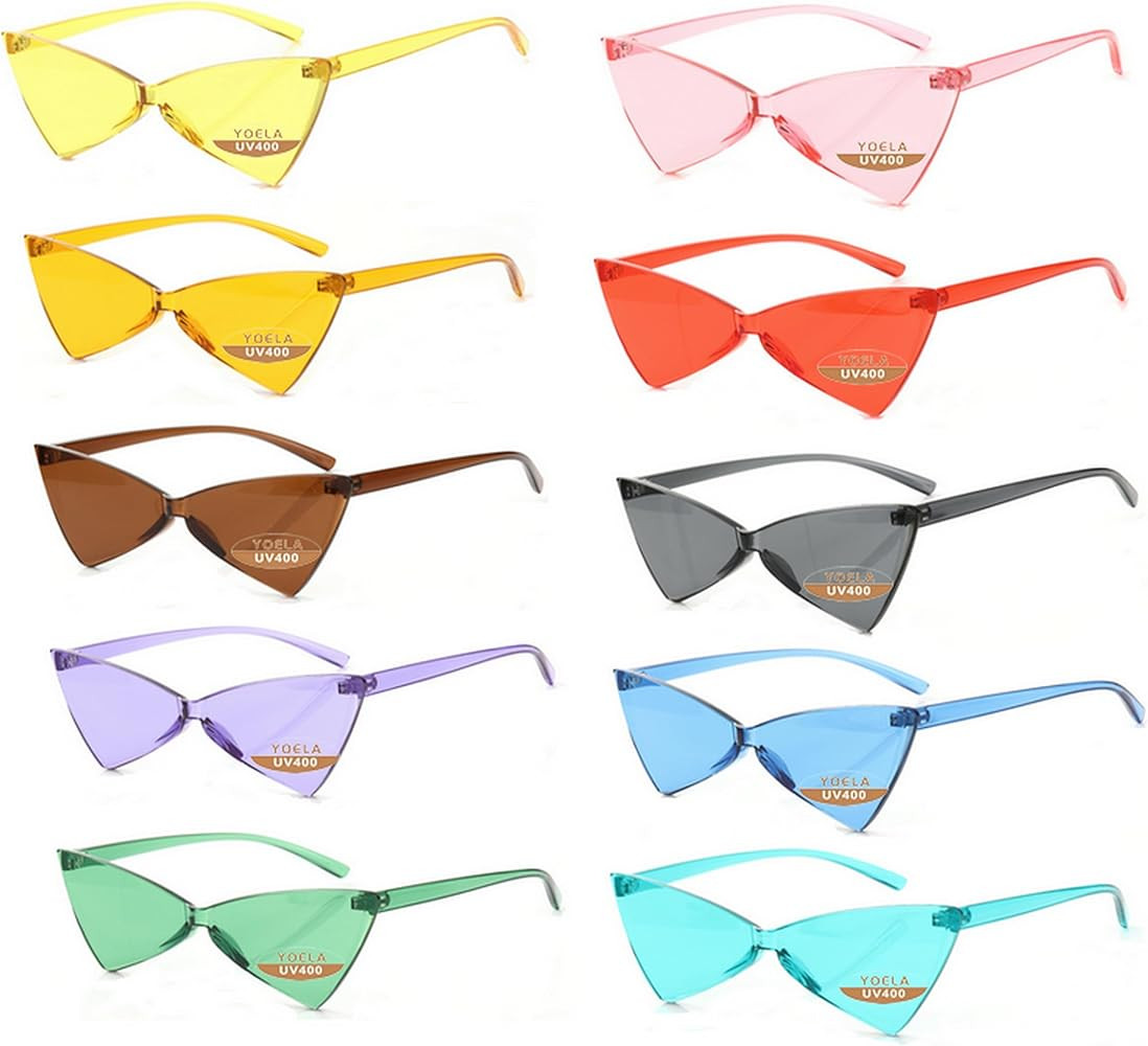 Triangle Rimless Sunglasses One Piece Colored Transparent Sunglasses For Women and Men | Amazon (US)